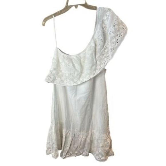 Maette Cora One Shoulder Dress XL White Pineapple Lace Summer Casual Cotton New - Picture 2 of 8